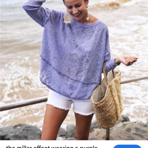 Free People Lavender Lace Women Top - Picture 2 of 6